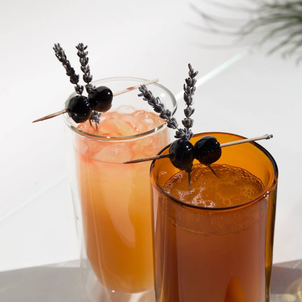 Amber double-wall 16 oz glasses by Yield
