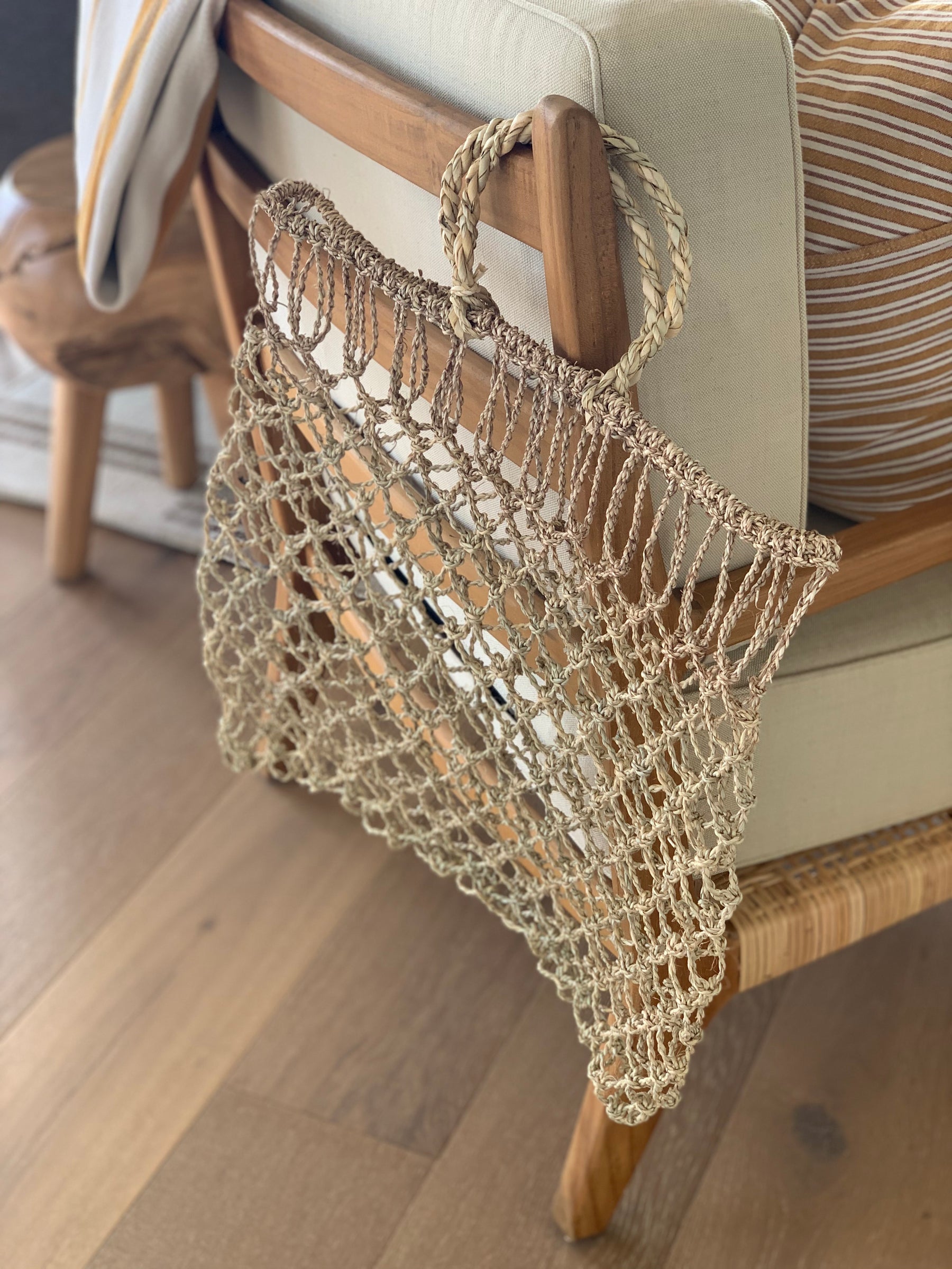 Color Block Woven Pilwas Tote Bag