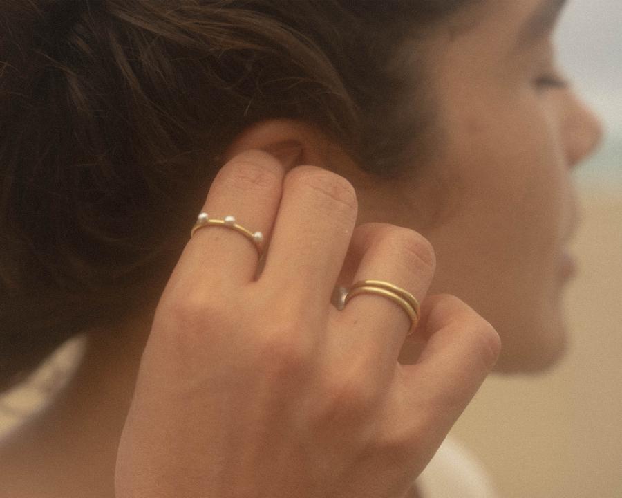 Stacked Brass Day Rings by Moneh Brisel Jewelry