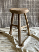 Vintage Round Elm Wood Stool H. SMITH