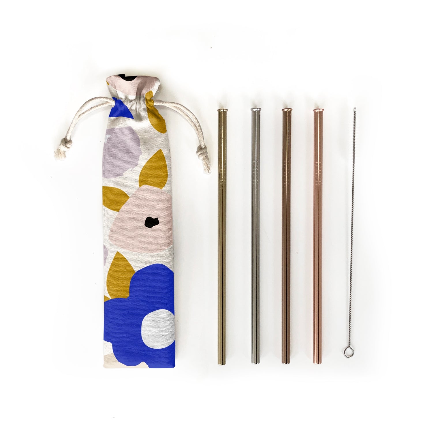Reusable Stainless Steel Straw Set - Blossom Print  by Hali Hali