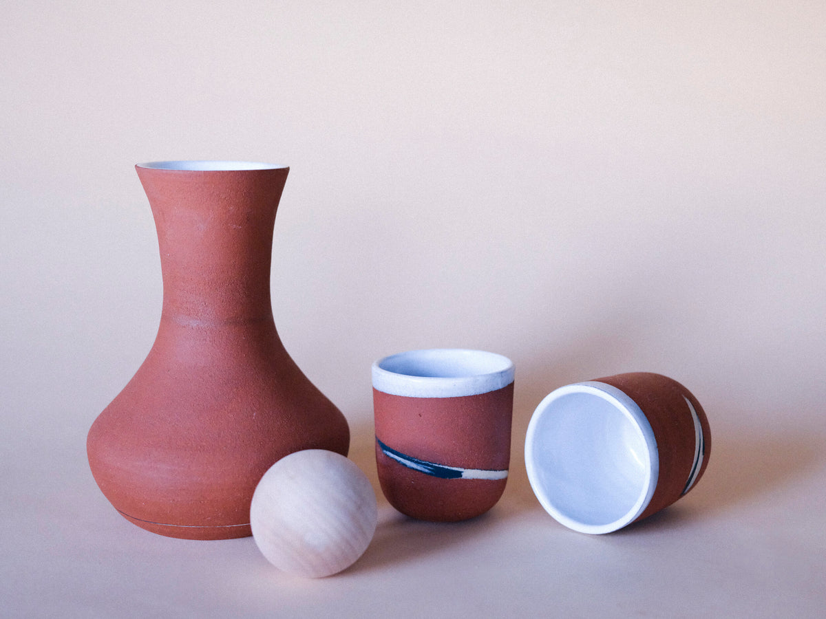 Narrows Carafe and tumblers by Salamat Ceramics