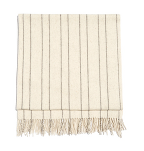 Cream/Grey Thin Striped Flaca Blanket by Mexchic | H. SMITH