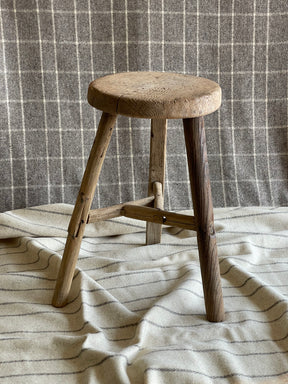 Vintage Elm Wood Stool