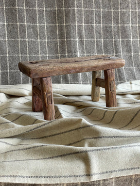 Mini Vintage Elm Wood Stool