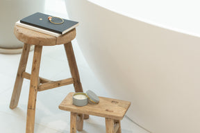 Vintage Round Elm Wood Stool