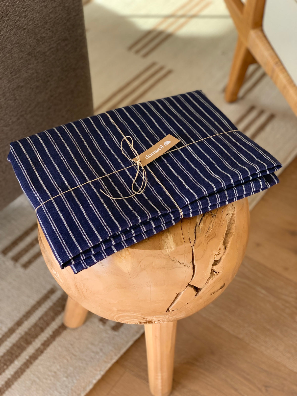 Blue Stripe Linen Tablecloth by Domecil | H. SMITH