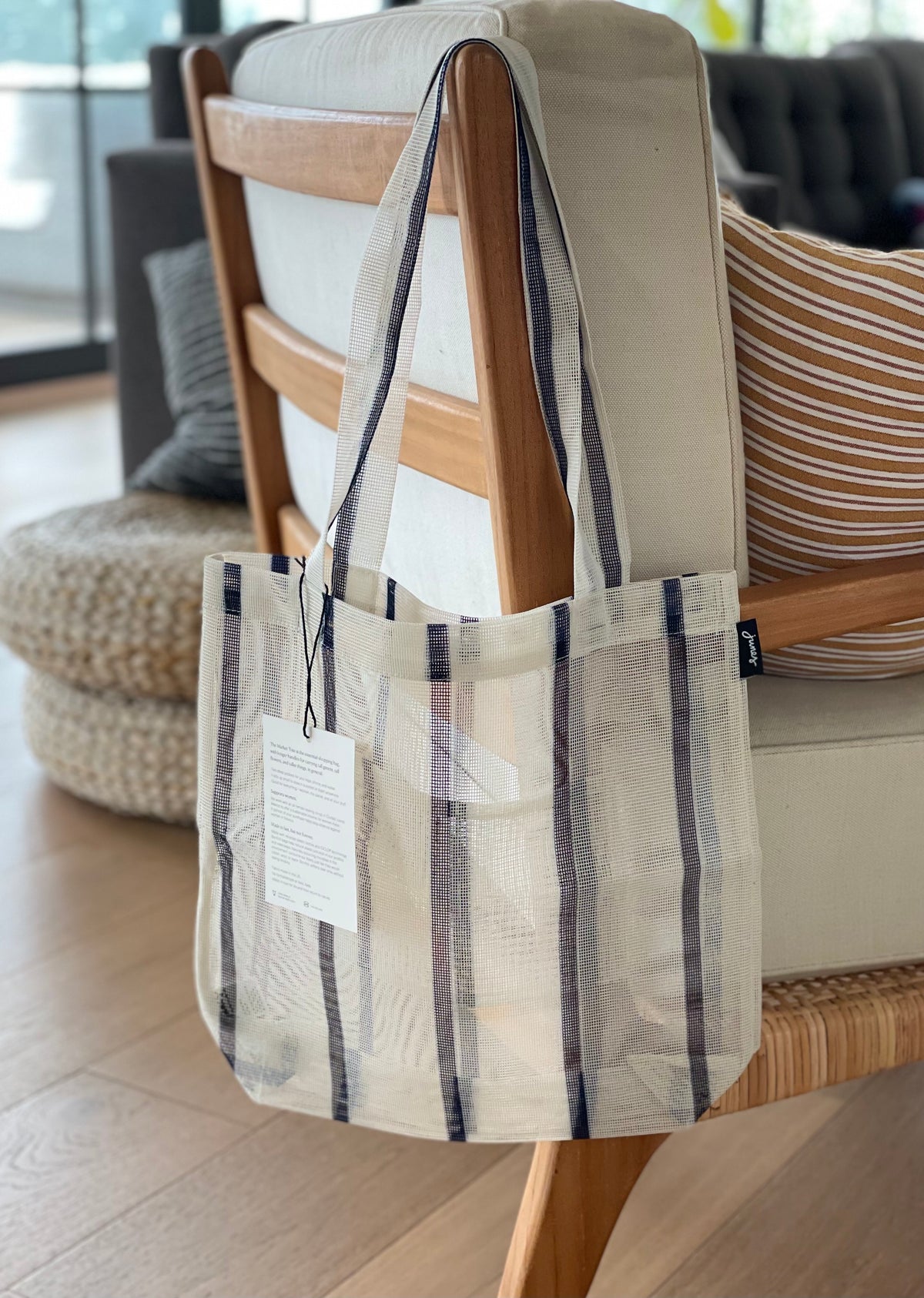 Junes Wide Stripe Bio-Knit Market Tote