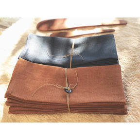 Cinnamon and Blue Linen Napkins by Domecil